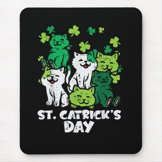 St Patricks Catricks Day Katzen Saint Pattys Mousepad (Vorne)