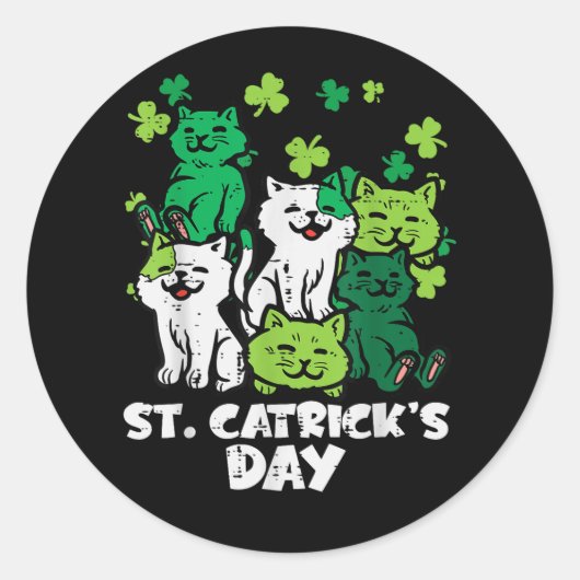 St Patricks Catricks Day Katzen Saint Pattys Runder Aufkleber (Vorderseite)