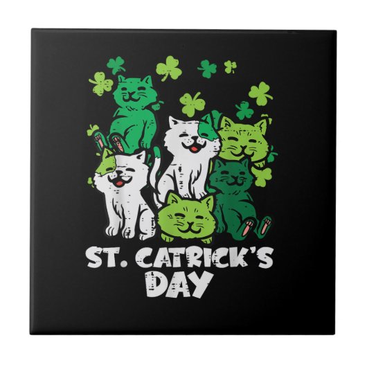St Patricks Catricks Tag Katzen Saint Pattys Fliese (Vorderseite)