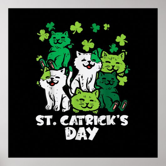 St Patricks Catricks Tag Katzen Saint Pattys Poster (Vorne)