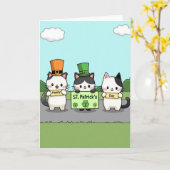 St Patricks Cats Happy Day Card Karte (Gelbe Blume)