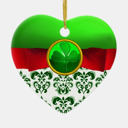 ST PATRICK'S CELTIC HERART GREEN KLEEBLATT MONOGRA KERAMIK ORNAMENT (Vorne)