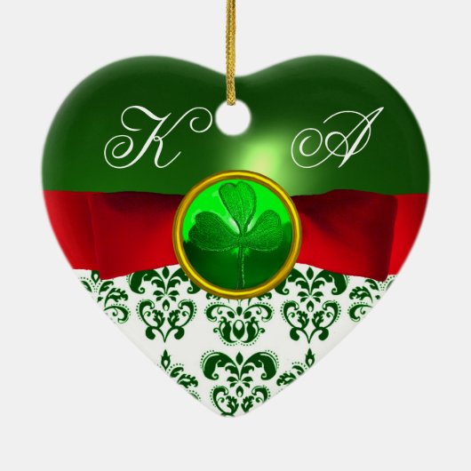 ST PATRICK'S CELTIC HERART GREEN KLEEBLATT MONOGRA KERAMIK ORNAMENT (Hinten)