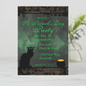 St. Patrick's Chat Noir Einladung (Stehend Vorderseite)