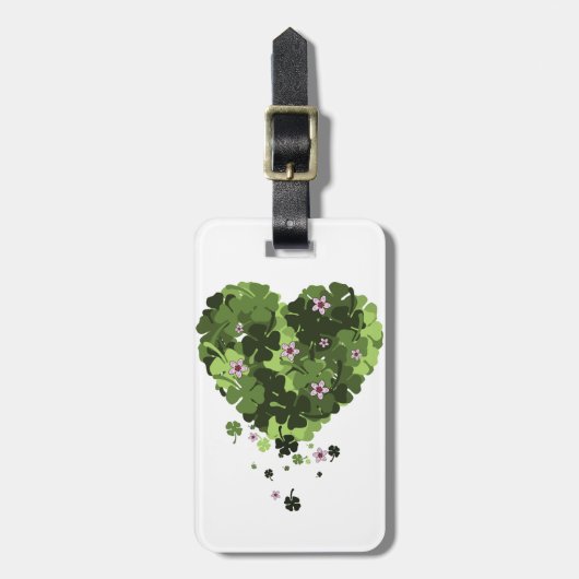 St. Patrick's Clover Heart Gepäckanhänger (Vorderseite vertikal)