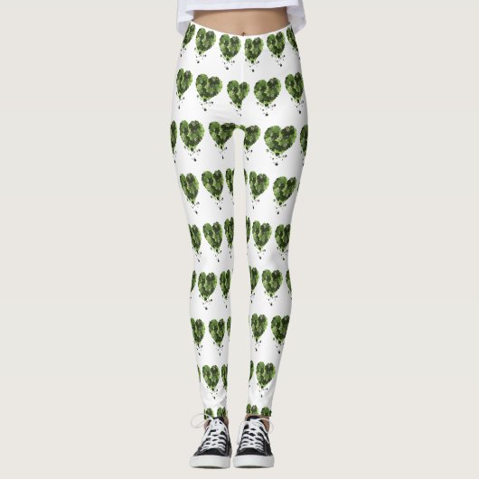 St. Patrick's Clover Heart Leggings (Vorderseite)