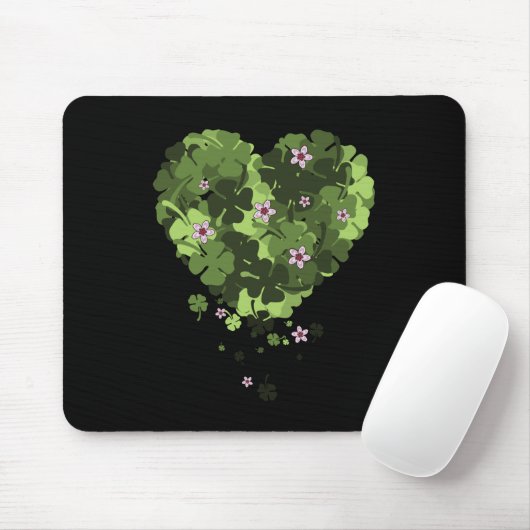 St. Patrick's Clover Heart Mousepad (Mit Mouse)