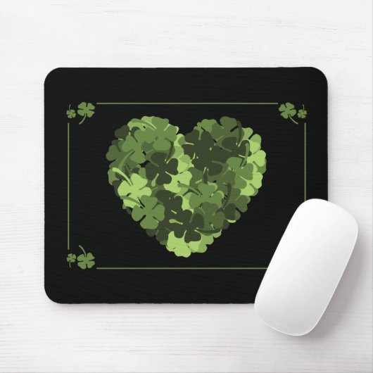 St. Patrick's Clover Heart Mousepad (Mit Mouse)