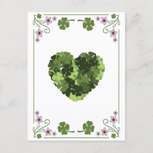 St. Patrick's Clover Heart Postkarte