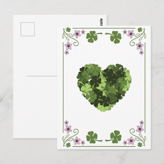 St. Patrick's Clover Heart Postkarte (Vorne/Hinten)