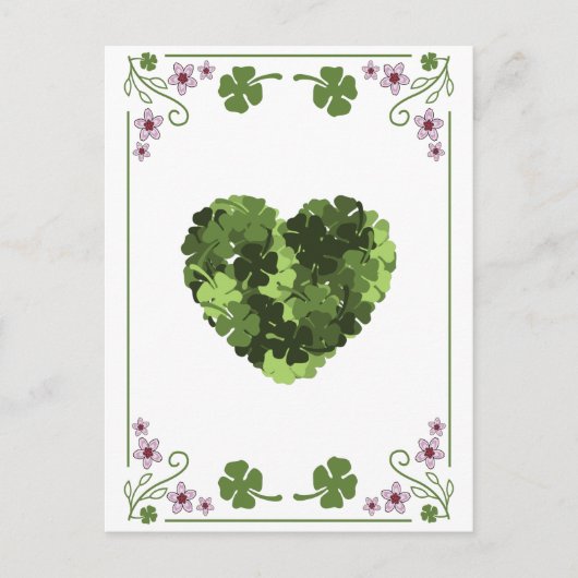 St. Patrick's Clover Heart Postkarte (Vorderseite)