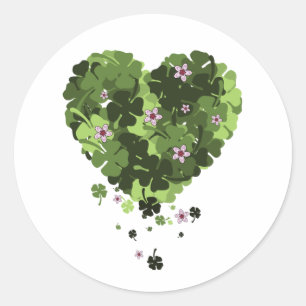 St. Patrick's Clover Heart Runder Aufkleber