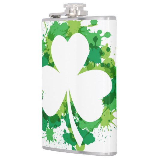 St. Patricks Clover Vinyl Wrapped Flask Flachmann (Links)