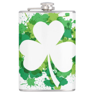 St. Patricks Clover Vinyl Wrapped Flask Flachmann