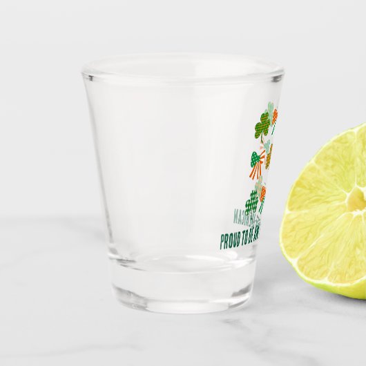 St Patricks Coquette Kleeblatt PROUD IRISH-AMERICA Schnapsglas (Links)