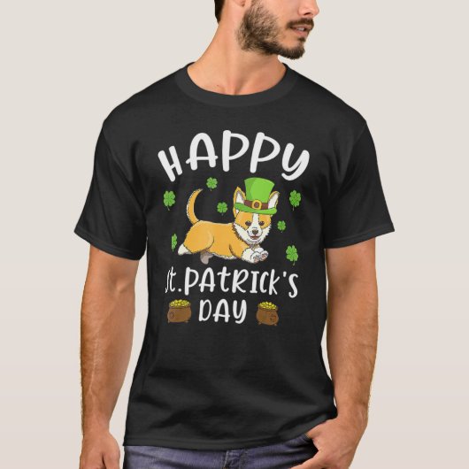 St. Patricks Corgi Dog zum St. Patrick's Day T-Shirt (Vorderseite)