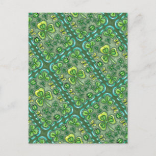 ST. PATRICK'S DACHFOLK ART KLEEBLATTS N' LADYBUGS POSTKARTE