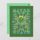 ST. PATRICK'S DACHFOLK ART KLEEBLATTS N' LADYBUGS POSTKARTE (Vorne/Hinten)