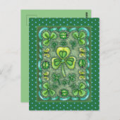 ST. PATRICK'S DACHFOLK ART KLEEBLATTS N' LADYBUGS POSTKARTE (Vorne/Hinten)