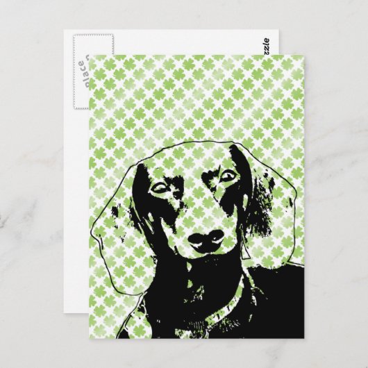 St Patricks Dackel Silhouette - Winston Postkarte (Vorne/Hinten)