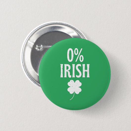 St Patrick's Day 0% irisch Button (Vorne & Hinten)