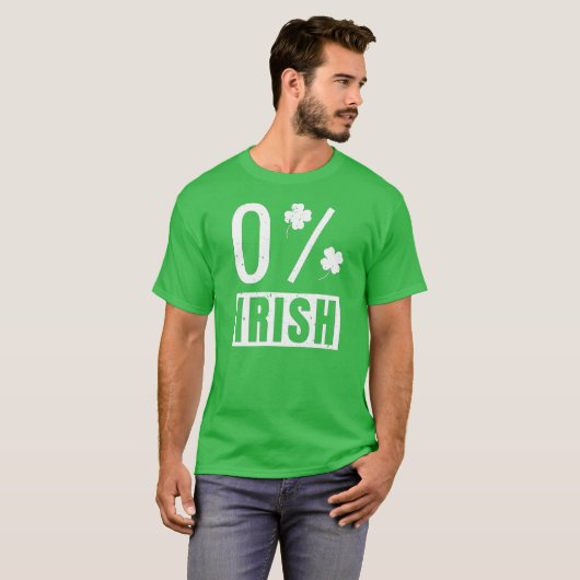 St Patrick's Day 0% Irish Vierblättriges Kleeblatt T-Shirt (Vorne ganz)