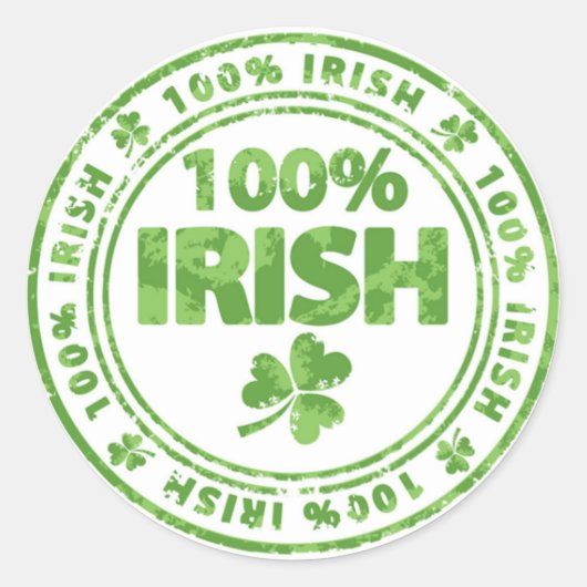 St Patrick's Day 100% irisch Runder Aufkleber (Vorderseite)