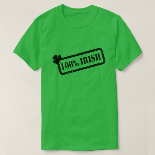 St. Patrick's Day 100% Irish Kleeblatt Green M T T-Shirt (Design vorne)