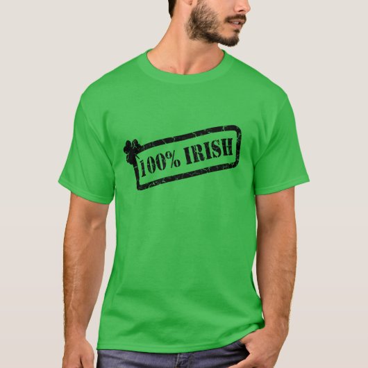 St. Patrick's Day 100% Irish Kleeblatt Green M T T-Shirt (Vorderseite)