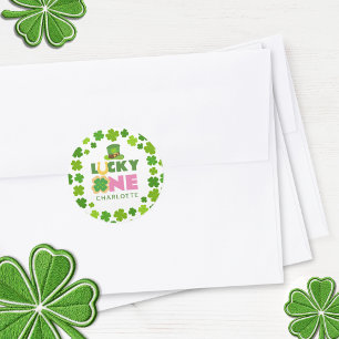 St. Patrick's Day 1. Geburtstag Lucky 1 Kleeblätte Runder Aufkleber