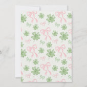 St Patrick's Day 1st Birthday Invitation Pink Bow Einladung (Rückseite)