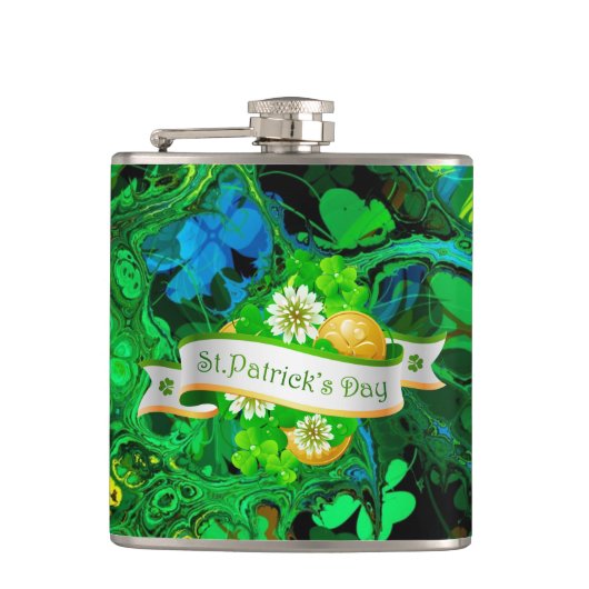 St.Patrick's Day 26 Wrapped Flask Options Flachmann (Vorderseite)