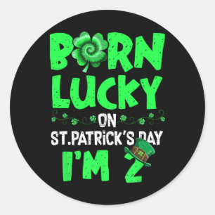 St Patricks Day 2. Geburtstag Junge Mädchen 2 Jahr Runder Aufkleber