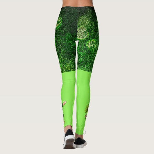 St Patrick's Day 2 Tone Green Fun Leprechaun Leggings (Rückseite)