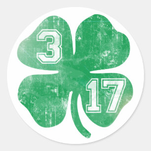 St. Patricks Day 3/17 Irisches Kleeblatt Runder Aufkleber