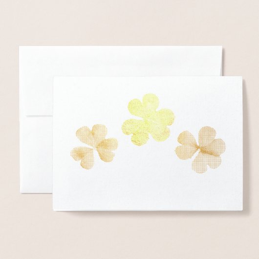St. Patrick's Day 3 Leaf Clovers Holiday Folienkarte (Vorderseite mit Umschlag)