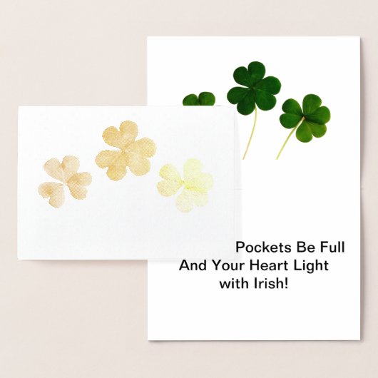 St. Patrick's Day 3 Leaf Clovers Holiday Folienkarte (Anzeige)