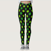 St. Patrick's Day 4 Leaf Clover Green Black Niedli Leggings (Vorderseite)