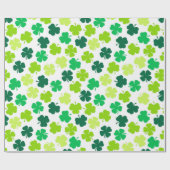 St Patrick's Day 4 Leaf Clover Green Geschenkpapier (Flach)