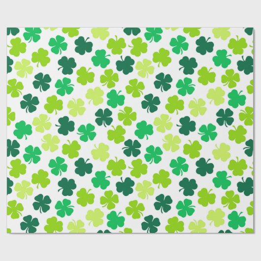 St Patrick's Day 4 Leaf Clover Green Geschenkpapier (Flach)