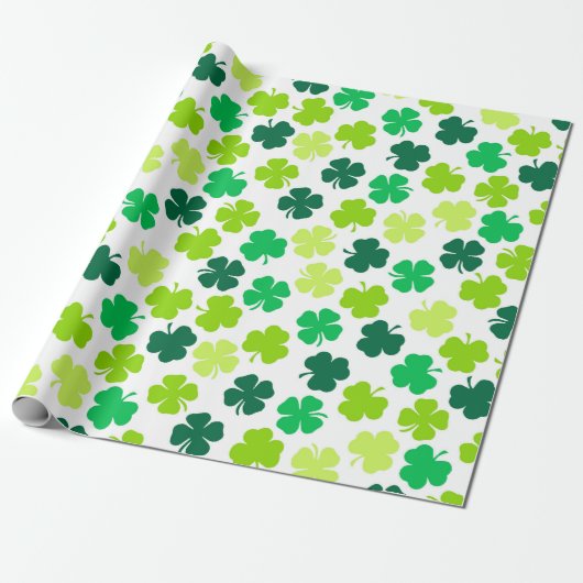 St Patrick's Day 4 Leaf Clover Green Geschenkpapier (Ungerollt)