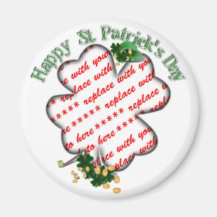 St Patrick's Day 4 Leaf Kleeblatt Foto Rahmen Magnet