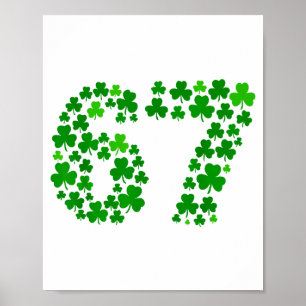 St Patricks Day 67 Meme Blatt Klee Irisch Männer F Poster