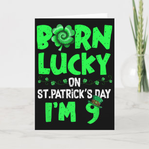 St. Patricks Day 9. Geburtstag Junge Mädchen 9 Jah Karte