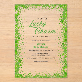 St Patrick's Day A Little Lucky Charm Baby Shower  Acryleinladungen