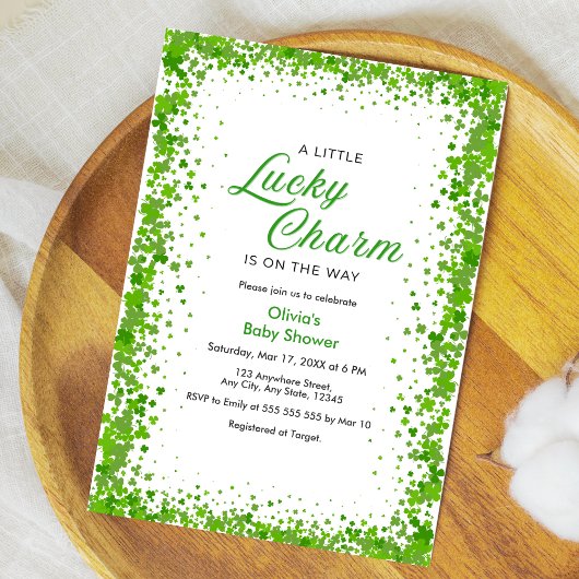 St Patrick's Day A Little Lucky Charm Baby Shower  Einladung