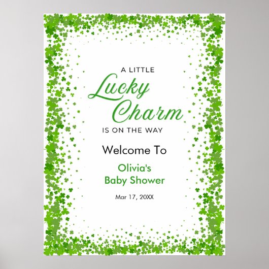 St Patrick's Day A Little Lucky Charm Baby Shower  Poster (Vorne)