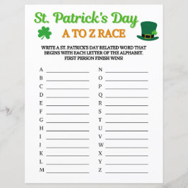 St. Patrick's Day A to Z Race Game
