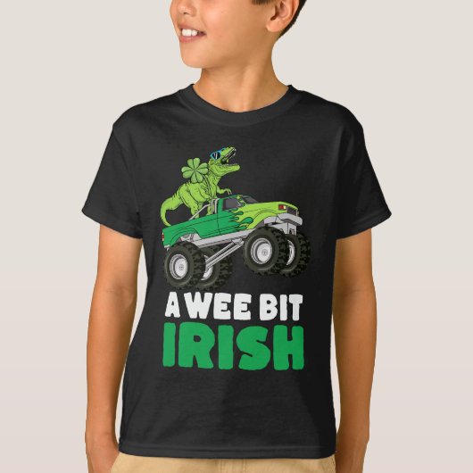St Patricks Day A Wee Bit Irish TRex Monster Truck T-Shirt (Vorderseite)
