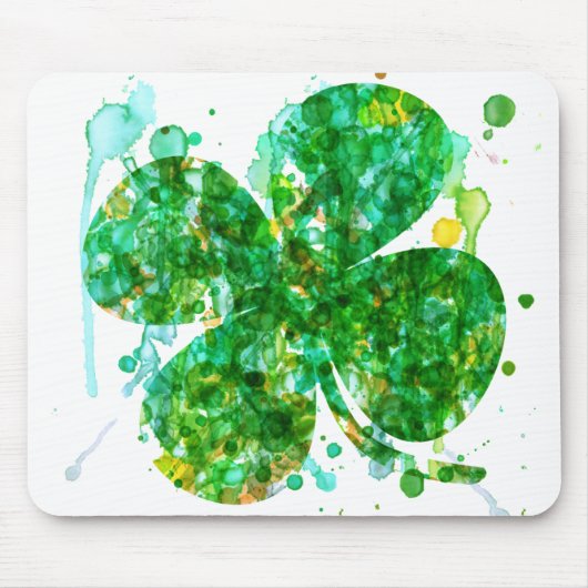 St. Patricks Day Abstraktes Kleeblatt Kunst, Dicht Mousepad (Vorne)